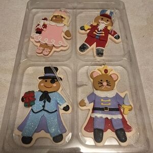 Nutcracker Design Cookie Ornament Set with Glitter Accents